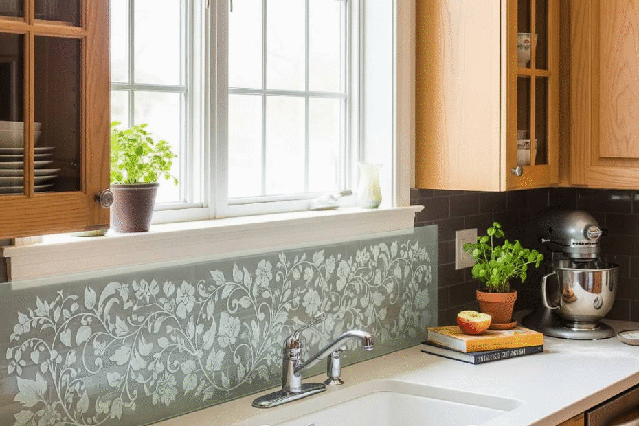 etched glass backsplash